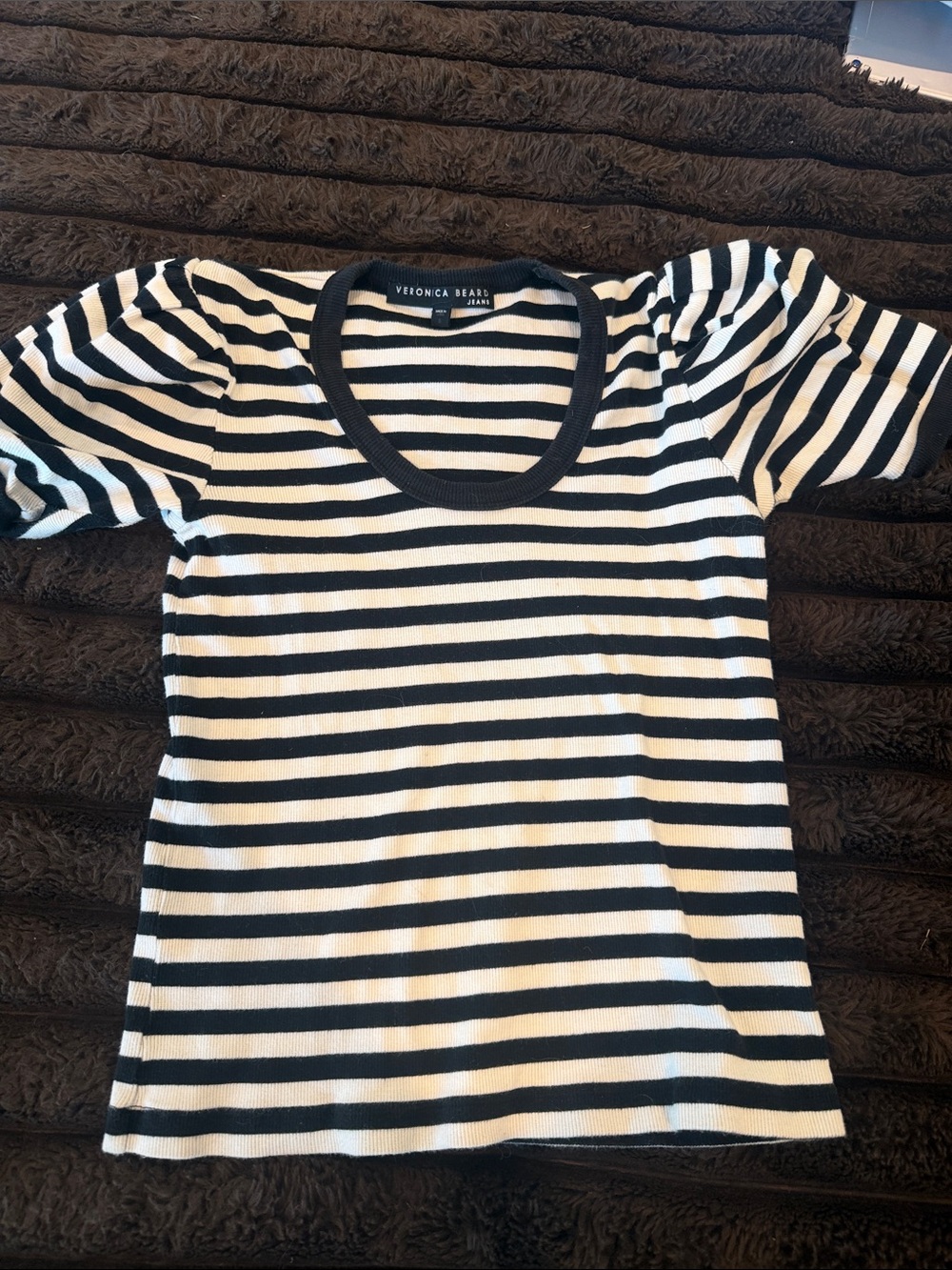 Veronica Beard womens Black & White Striped Short-Sleeve Tee